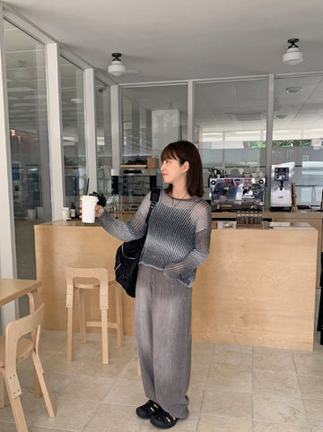 Tush Summer Gray Wash Denim Pants